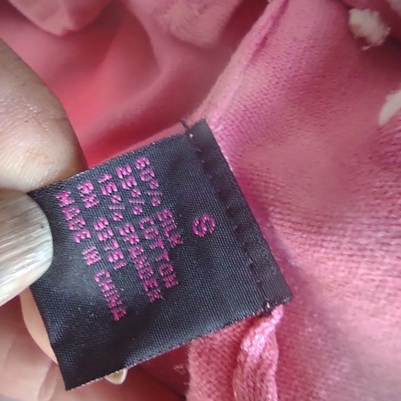 VTG color works silk button down cardigan short sleeve small silk spandex - Picture 4 of 11